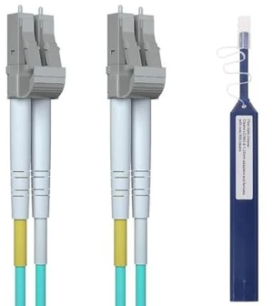 1 Pack 3M OM3 LC to LC Fiber Patch Cable and 1 Pack of Fiber Optic connectors Cleaner Pen 1 Pack 3M OM3 LC to LC Fiber Patch Cable and 1 Pack of Fiber Optic connectors Cleaner Pen