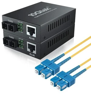 1 Pack of 1M OS2 SC to SC Fiber Patch Cable and 2 Pack of Gigabit MultiMode Fiber to Ethernet Media Converter 1 Pack of 1M OS2 SC to SC Fiber Patch Cable and 2 Pack of Gigabit MultiMode Fiber to Ethernet Media Converter