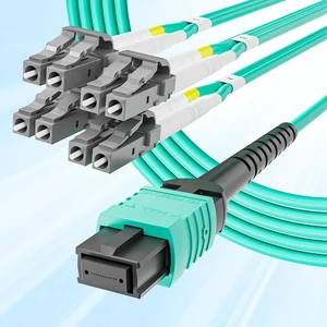 Fiber Optic Cable Patch Cord - MPO to 8xLC Fanout Fiber Jumper Cable, OM3 MMF 8-core Fiber, Application for QSFP+Transceiver, 2m(6.6ft), Breakout 0.5m Fiber Optic Cable Patch Cord - MPO to 8xLC Fanout Fiber Jumper Cable, OM3 MMF 8-core Fiber, Application for QSFP+Transceiver, 2m(6.6ft), Breakout 0.5m