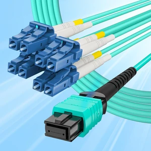 Fiber Patch Cable - MTP to 8xLC OM3 50/125m Multimode Fan-Out Fiber Jumper Patch Cord, 8-core Uniboot Breakout for 40G QSFP+ and 400G QSFP28 Transceivers, 15m(49.2-ft) Fiber Patch Cable - MTP to 8xLC OM3 50/125m Multimode Fan-Out Fiber Jumper Patch Cord, 8-core Uniboot Breakout for 40G QSFP+ and 400G QSFP28 Transceivers, 15m(49.2-ft)