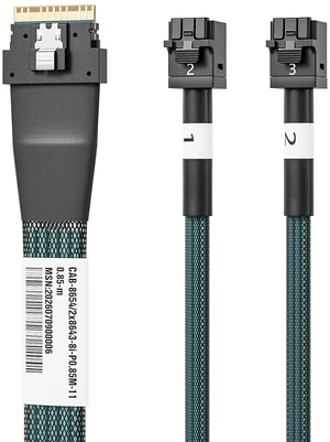 SlimSAS SFF-8654 8i 74Pin to 2xSFF-8643 MiniSAS HD Cable, 0.85m(2.8ft) SlimSAS SFF-8654 8i 74Pin to 2xSFF-8643 MiniSAS HD Cable, 0.85m(2.8ft)