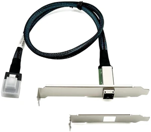 MiniSAS Extender SFF-8087 to SFF-8644 cage Cable, MiniSAS 3.0 12Gb/s, Internal-to-External Extender, High Profile and Low Profile Bracket, 0.6-m(2ft) MiniSAS Extender SFF-8087 to SFF-8644 cage Cable, MiniSAS 3.0 12Gb/s, Internal-to-External Extender, High Profile and Low Profile Bracket, 0.6-m(2ft)