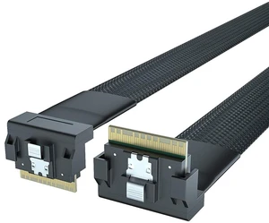 24G SlimSAS SFF-8654 to SFF-8654 Cable, 8i, SAS 4.0, 100-ohm, for Servers, Storage Systems, Workstations & High-Performance Computing, Right Angle to Right Angle, 0.5-m(1.65ft) 24G SlimSAS SFF-8654 to SFF-8654 Cable, 8i, SAS 4.0, 100-ohm, for Servers, Storage Systems, Workstations & High-Performance Computing, Right Angle to Right Angle, 0.5-m(1.65ft)