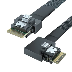 24G SlimSAS SFF-8654 to SFF-8654 Cable, 8i, SAS 4.0, 100-ohm, for Servers, Storage Systems, Workstations & High-Performance Computing, Straight to Right Exit, 0.5-m(1.65ft) 24G SlimSAS SFF-8654 to SFF-8654 Cable, 8i, SAS 4.0, 100-ohm, for Servers, Storage Systems, Workstations & High-Performance Computing, Straight to Right Exit, 0.5-m(1.65ft)