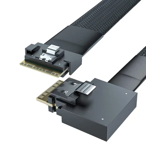 24G SlimSAS SFF-8654 to SFF-8654 Cable, 8i, SAS 4.0, 100-ohm, for Servers, Storage Systems, Workstations & High-Performance Computing, Straight to Left Exit, 0.5-m(1.65ft) 24G SlimSAS SFF-8654 to SFF-8654 Cable, 8i, SAS 4.0, 100-ohm, for Servers, Storage Systems, Workstations & High-Performance Computing, Straight to Left Exit, 0.5-m(1.65ft)