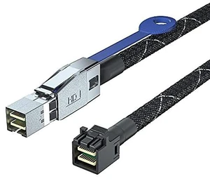 SFF-8644 to SFF-8643 Mini SAS HD Hybrid Cable, 12Gbps SAS 3.0 Adapter for RAID/Data Center/Workstation/Desktop, 100-Ohm, 0.5m/1.6ft SFF-8644 to SFF-8643 Mini SAS HD Hybrid Cable, 12Gbps SAS 3.0 Adapter for RAID/Data Center/Workstation/Desktop, 100-Ohm, 0.5m/1.6ft