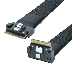 24G SlimSAS SFF-8654 to SFF-8654 Cable, 8i, SAS 4.0, 100-ohm, for Servers, Storage Systems, Workstations & High-Performance Computing, Straight to Right Angle, 0.5-m(1.65ft) 24G SlimSAS SFF-8654 to SFF-8654 Cable, 8i, SAS 4.0, 100-ohm, for Servers, Storage Systems, Workstations & High-Performance Computing, Straight to Right Angle, 0.5-m(1.65ft)