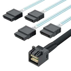 MiniSAS HD SFF-8643 Breakout to 4xSATA Cable, Internal Mini SAS Host Cord for Server, JBOD, Storage Tray, SAS RAID Controller, 0.5m(1.6ft) MiniSAS HD SFF-8643 Breakout to 4xSATA Cable, Internal Mini SAS Host Cord for Server, JBOD, Storage Tray, SAS RAID Controller, 0.5m(1.6ft)