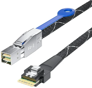 SFF-8644 to SlimSAS 4i Cable, 12Gbps SAS 3.0 External Mini SAS HD to SFF-8654 Cable, High-Speed Copper Twinax for Server/Storage/RAID, 0.5m/1.6ft SFF-8644 to SlimSAS 4i Cable, 12Gbps SAS 3.0 External Mini SAS HD to SFF-8654 Cable, High-Speed Copper Twinax for Server/Storage/RAID, 0.5m/1.6ft