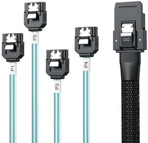MiniSAS SFF-8087 Fan-Out Cable Breakout to 4xSATA, 6Gbps High-Speed Cable for RAID Controllers, Servers & Storage Enclosures, with Latch, 0.5-m(1.6ft) MiniSAS SFF-8087 Fan-Out Cable Breakout to 4xSATA, 6Gbps High-Speed Cable for RAID Controllers, Servers & Storage Enclosures, with Latch, 0.5-m(1.6ft)