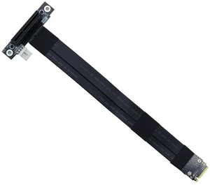 M.2 NVMe (M Key) to PCIe 3.0 x4 Extension Cable with a 4Pin to SATA Power Cable, M.2 180 Degree to PCIe 90 Degree Right Angled Riser Adapter, Desktop GPU & SSD Mounting Solution, 20cm/0.66ft M.2 NVMe (M Key) to PCIe 3.0 x4 Extension Cable with a 4Pin to SATA Power Cable, M.2 180 Degree to PCIe 90 Degree Right Angled Riser Adapter, Desktop GPU & SSD Mounting Solution, 20cm/0.66ft