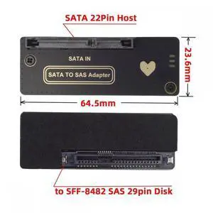 DIXSG SFF-8482 SAS 29Pin to 7+15 22Pin SATA Hard Disk Drive Raid Adapter with Chipset and Power Port