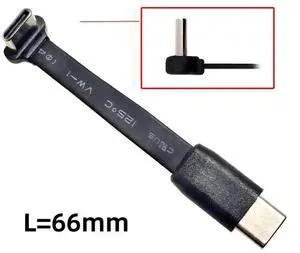 JVFYI Ultra Slim Flat USB-C Type C to USB-C Power USB2.0 Data Cable 90 Degree Up Down Angled 65W Fast Charge for Laptop Tablet Phone