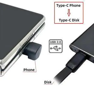 JVFYI Ultra Slim Flat USB-C Type-C Male to Female Extension Power USB2.0 Data Cable Opposite U Shape Back Angled 65W Fast Charge for Laptop Tablet Phone