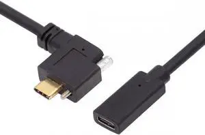 JVFYI USB-C USB 3.1 Type C Right Angled Male to Female Extension Data Screw Locking Cable for for Realsense Camera VR Quest Link JVFYI USB-C USB 3.1 Type C Right Angled Male to Female Extension Data Screw Locking Cable for for Realsense Camera VR Quest Link