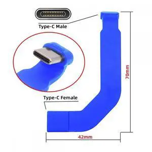 JVFYI 360 Degree Angled Type-C Male to USB-C Female Extension Ultra Slim Data Cable Connector Protector 65W Fast Charge for Tablet Phone