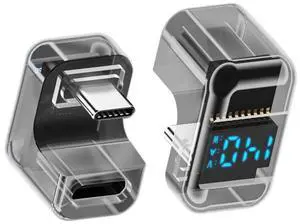 JVFYI Type-C Smart LED Display USB-C Male to Female Extension Adapter USB4.0 40Gbps 140W Opposite U Shape Back Angled Current Voltage Monitoring JVFYI Type-C Smart LED Display USB-C Male to Female Extension Adapter USB4.0 40Gbps 140W Opposite U Shape Back Angled Current Voltage Monitoring