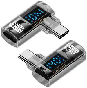 JVFYI Type-C Smart LED Display USB-C Male to Female Extension Adapter USB4.0 40Gbps 140W Left Right Angled 90 Degree Current Voltage Monitoring JVFYI Type-C Smart LED Display USB-C Male to Female Extension Adapter USB4.0 40Gbps 140W Left Right Angled 90 Degree Current Voltage Monitoring