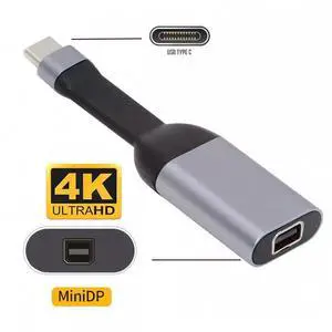 JVFYI USB-C Type-C Source to Mini DP Displayport 4K 60hz Sink HDTV Adapter Ultra Slim Flat Cable 1080p for Laptop Tablet Phone