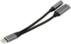 JVFYI USB-C Type-C Male to 3.5mm Female Audio DAC AUX Music 16bit 48kHz & 100W PD Power Cable for Laptop Tablet Phone