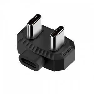 JVFYI 480Mbps USB-C Type-C Male to Male OTG Data Adapter with PD Power Opposite U Shape Back Angled for Phone MIC