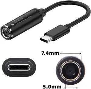 JVFYI DC Jack 7.4x5.0mm Input to USB-C Type-C Power Plug Charge Cable for Laptop Phone PD9V 5V 20V
