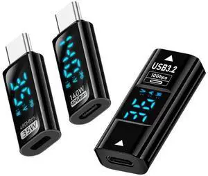 JVFYI 3pcs/lot Type-C Smart LED Display USB-C Female to USB Type-A 8P Adapter Data Current Voltage Fast Charging Monitoring Display Tester Detector