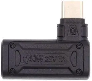 JVFYI 140W 100W DC Jack 6.0x1.4mm Input to USB-C Type-C Angled 90 Degree Power Plug Charge Adapter for Laptop Phone