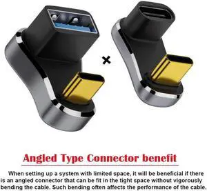 JVFYI USB3.0 Type C Male to Female & OTG Power Data Adapter Opposite U Shape Back Angled Compatible with Steam Deck