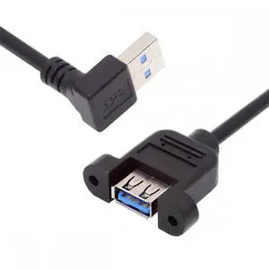 JVFYI Up Angled USB 3.0 Male to Female Type-A Panel Type Header Cable 90 Degree Connector 30cm JVFYI Up Angled USB 3.0 Male to Female Type-A Panel Type Header Cable 90 Degree Connector 30cm