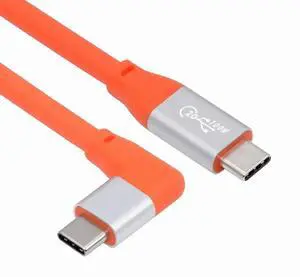 JVFYI USB3.2 20Gbps Male to Male Cable 90 Degree Left Right Angled Ultra Soft High Flex 100W 8K 5K 4K USB4.0 Hyper Super Flexible Cord (50cm)