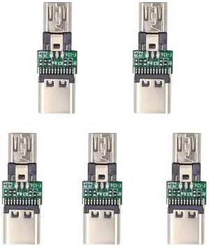 JVFYI 5pcs/lot Micro USB 2.0 5Pin Male Connector to USB Type-C Female Power Data PCBA Adapter for Tablet Phone Laptop