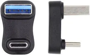 JVFYI USB3.0 Type A Male to USB 3.1 Type C Male Data 10Gbps Up Opposite U Shape Back Angled Charge Adapter 90 Degree for Laptop Phone