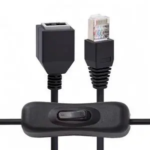 JVFYI RJ45 CAT6 8P8C STP UTP Male to Female Extension Cable with 304 Singal Switch On/Off LAN Ethernet Network Patch Cord