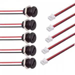 JVFYI 5pcs/set DIY OEM Type C Female Socket to 2Pin Header Cable Pitch=2.0mm Panel Mount Type DC 5V Power