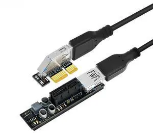 JVFYI PCIE Riser Cable Full Speed USB 3.0 PCI Express X1 to X1 Extension Cable Adapter Card Converter with Power Module for Desktop PC