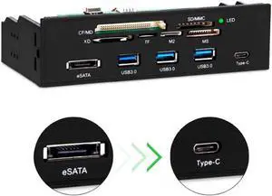 JVFYI PC Front Panel Internal USB3.0 eSATA Type-C TF S D Card Reader Hub JVFYI PC Front Panel Internal USB3.0 eSATA Type-C TF S D Card Reader Hub