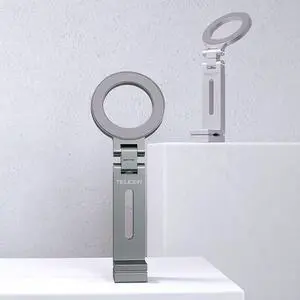 JVFYI Multi-Function Magnetic Foldable Phone Stand - 360° Adjustable Gooseneck, Portable for Travel, Desk, Car, Airplane, Compatible with MagSafe & Phones with Ring