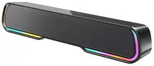 JVFYI RGB Light Bar Mini Soundbar - Portable Bluetooth Speaker with Powerful Bass, Wireless Audio, Desktop PC Sound System for Gaming & Music