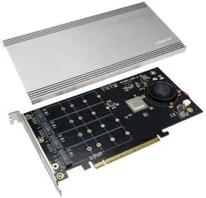 Quantum PCIe 4.0 X8 to 4x M.2 NVMe Expansion Card with PCIe Switch for Workstation and Desktop Quantum PCIe 4.0 X8 to 4x M.2 NVMe Expansion Card with PCIe Switch for Workstation and Desktop