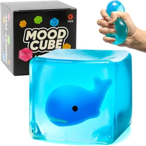 Squishy Stress Cube, Whales Sensory Fidget Toy for Kids Adults with Autism 2.2in Glow in the Dark Ocean Whales Square Shaped, Slow Rising Sensory Stress Cubes for Anxiety Stress Relief, Party Favor Br
