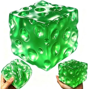 Big Cheese Squishy Stress Relief Toy Red Wine Cheese Squishy- Jumbo Moldable Non-Rebound Fidget Toy, Petroleum Jelly Filled,Shape-Retaining Sensory Squeeze Toy for Teens and Adults Green