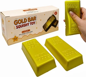 2 Pack Gold Bar Squishy Slow Rising Fidget Squeeze Toy for Sensory Stress Relief 2 Pack Gold Bar Squishy Slow Rising Fidget Squeeze Toy for Sensory Stress Relief