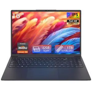 Auusda 16" Business Laptop, AMD Ryzen 5 3500U, 32GB RAM 1TB SSD, Backlit Keyboard, Fingerprint Unlock, Windows 11 Pro Computer, Black Auusda 16" Business Laptop, AMD Ryzen 5 3500U, 32GB RAM 1TB SSD, Backlit Keyboard, Fingerprint Unlock, Windows 11 Pro Computer, Black