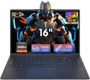 Exsurf 16" Laptop TypeC 16GB RAM+1TB NVMe SSD, AMD Ryzen 5 3500U, Windows 11 Pro Laptop Computer, Fingerprint Backlit Keyboard, Bluetooth 5.3, WiFi 6, Webcam Switch, HDM, Black Exsurf 16" Laptop TypeC 16GB RAM+1TB NVMe SSD, AMD Ryzen 5 3500U, Windows 11 Pro Laptop Computer, Fingerprint Backlit Keyboard, Bluetooth 5.3, WiFi 6, Webcam Switch, HDM, Black