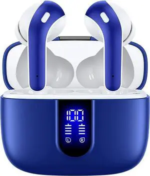 TAGRY Bluetooth Headphones True Wireless Earbuds 60H Playback LED Power Display Earphones with Wireless Charging Case IPX5 Waterproof in-Ear Earbuds with Mic for TV Smart Phone Laptop Computer Sports