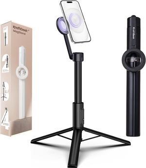 Magnetic Tripod for iPhone, 64 Selfie Stick for iPhone Magsafe, Phone Tripod Stand with Remote for Cell Phone Video Recording Travel