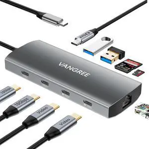 USB C Hub with Dual 4K@60Hz Displayports, 2 USB-A & 2 USB-C 3.2 10Gbps Ports, 1Gbps Ethernet, 100W PD, SD/TF, USBC Splitter Docking Station for MacBook Pro/Air, iMac, iPad Pro, XPS, Thinkpad, Surface