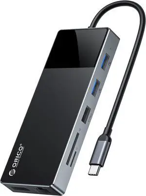 USB C Laptop Docking Station, ORICO 12 in 1 Triple Display Multiport Adapter with PD 100WDual HDMI, 4K@60Hz DP,USB-A3.1×2USB-A2.0×2RJ45SD/TF×1, Audio×1 Compatible for /Surface/Lenovo Laptops