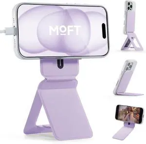 MOFT Phone Tripod Stand Selfie Stick for iPhone, Multi-Angles iPhone Stand, Lightweight & Portable Phone Holder, Strong Magnets, MOVAS Vegan Leather, Travel Essentials, Peony (Without Card Slot)